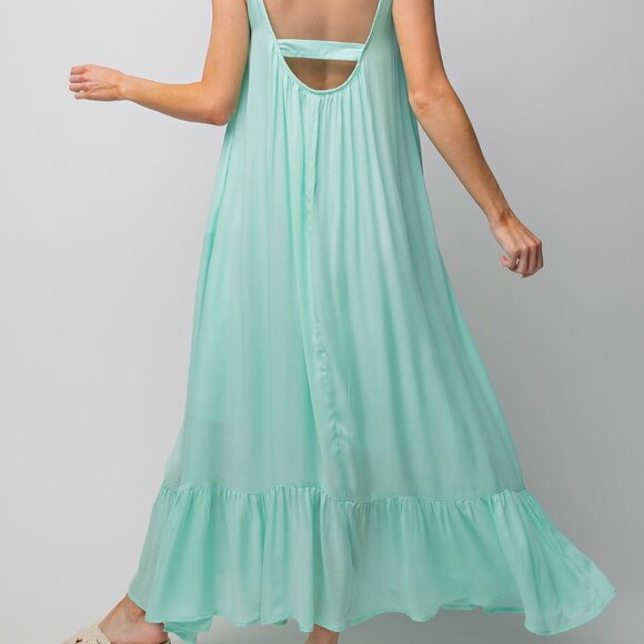 Easel Mint Blue Beachy Maxi Dress Lightweight Rayon Fabric NWT - Picture 3 of 4